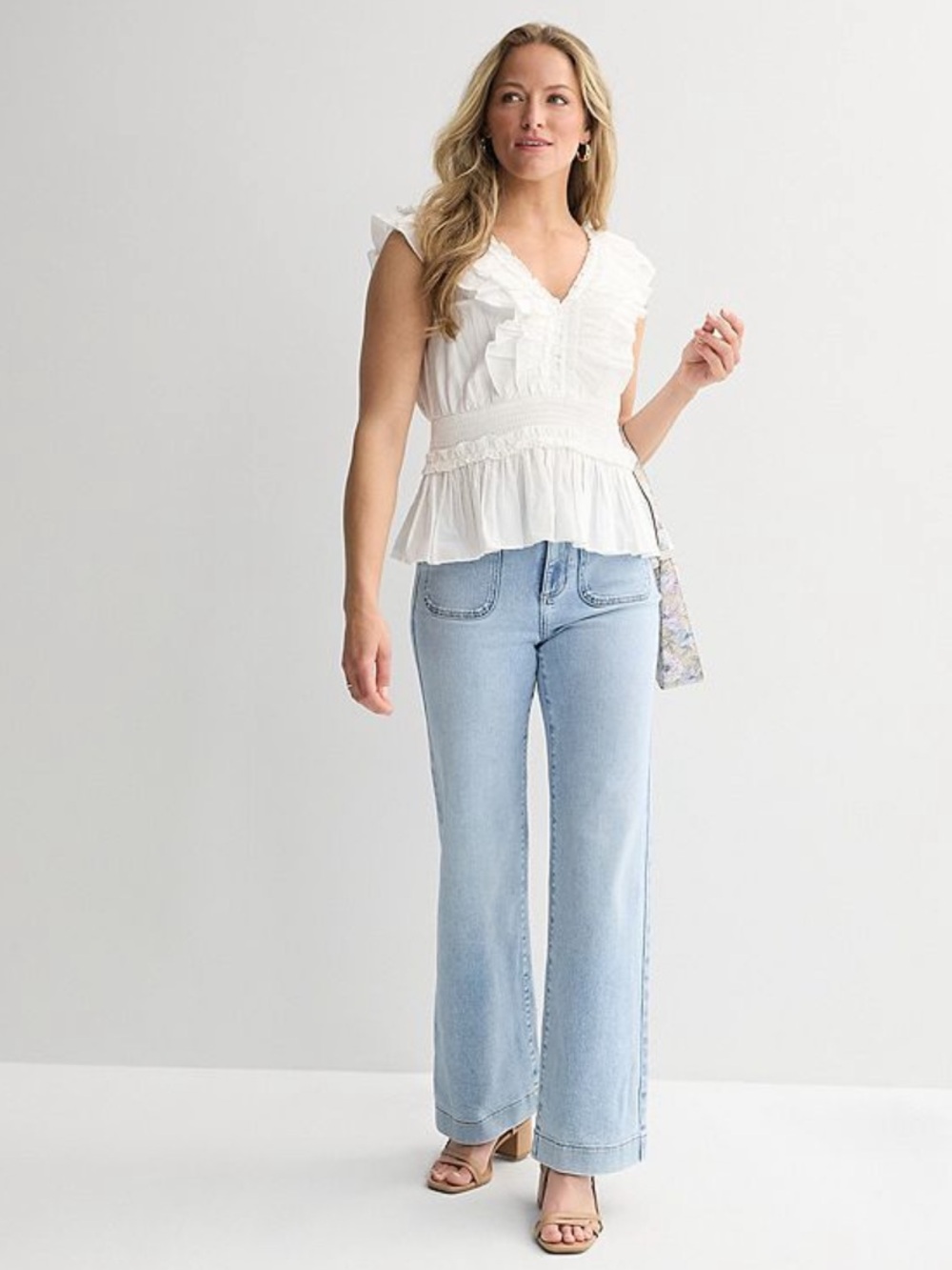 White Cotton Ruffle Top - Picture 6 of 7